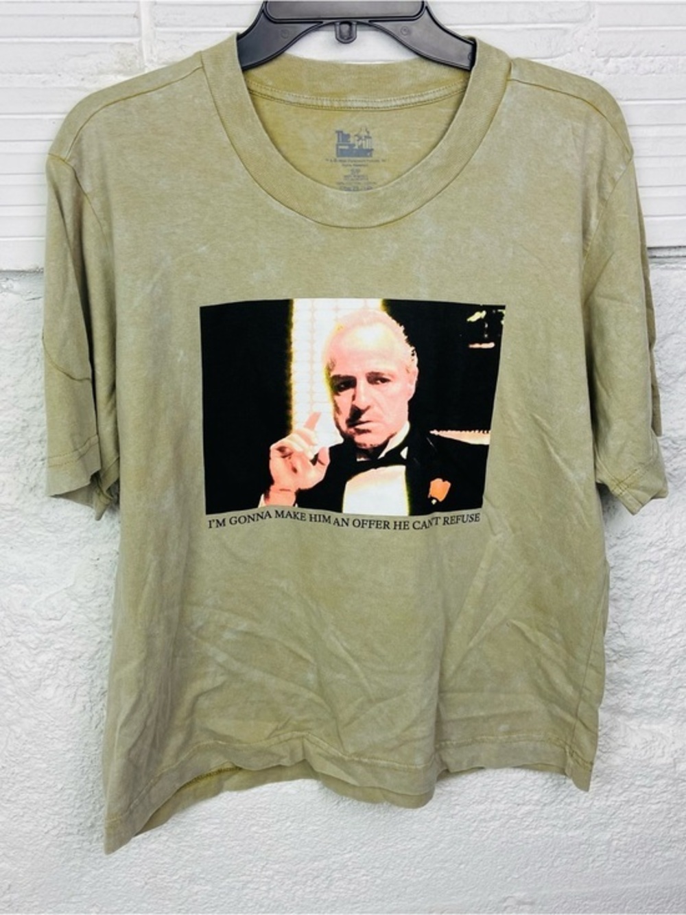 NWT the godfather boxy fit cotton Vintage-Inspired tan Graphic unisex top SZ S